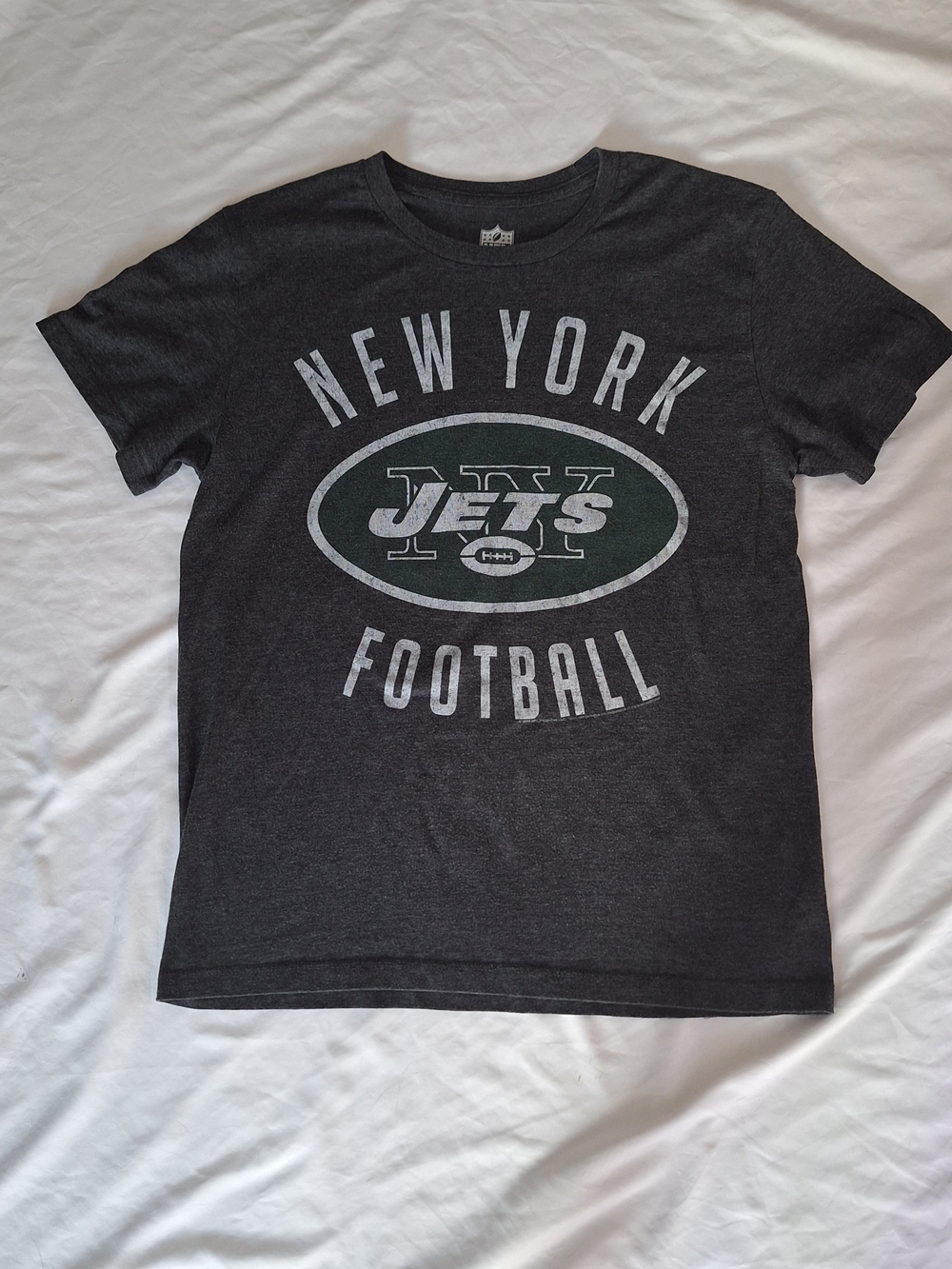 New York Jets Football Shirt NFL Team Apparel Men’s Gray Tee Size Medium